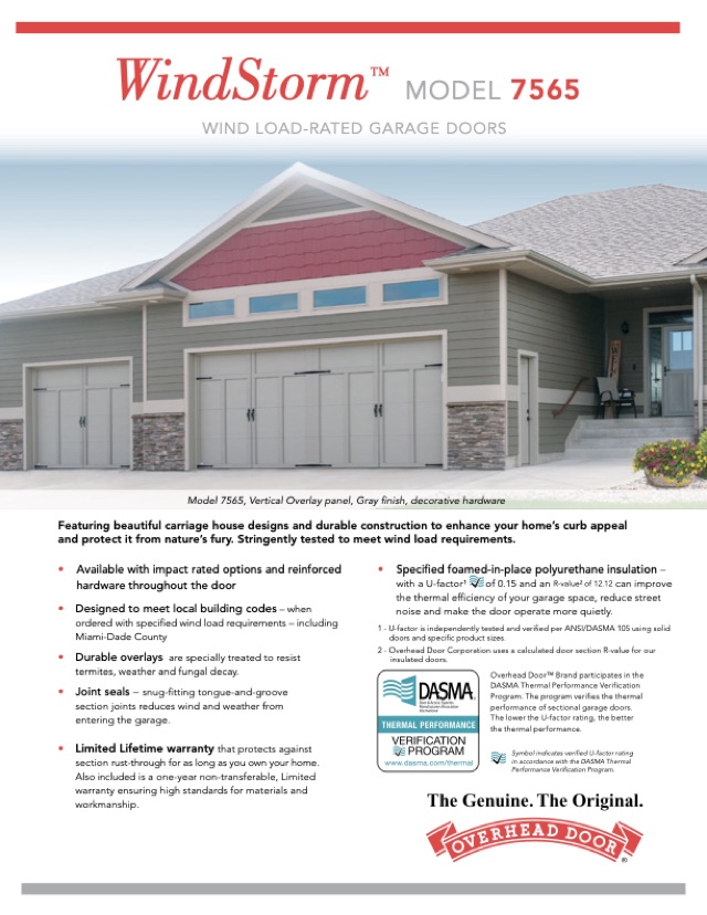 WindStorm™ Garage Doors brochure cover