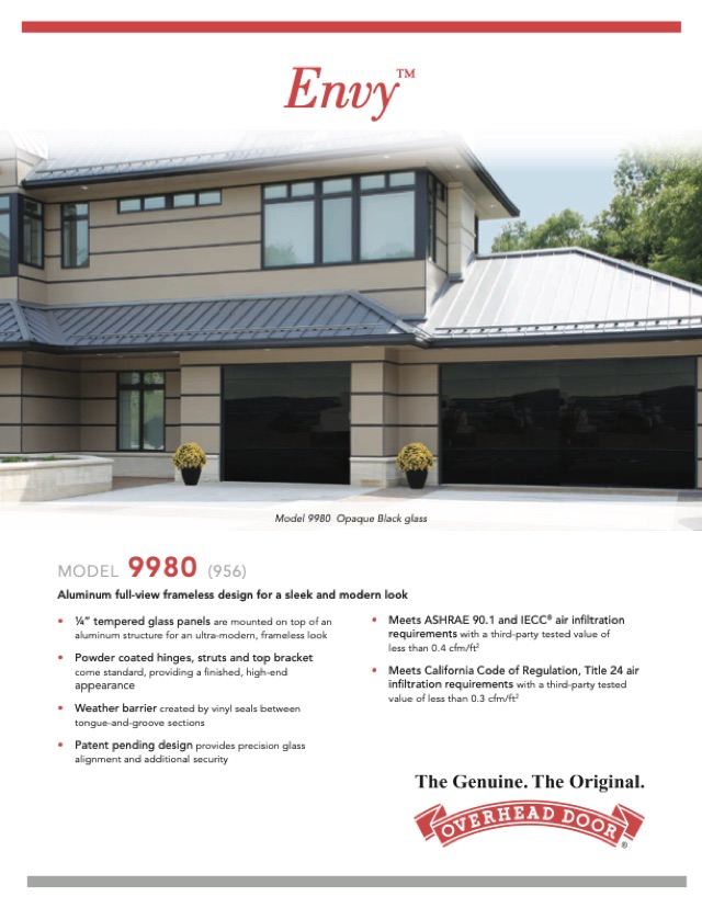 Envy™ Aluminum Glass brochure cover