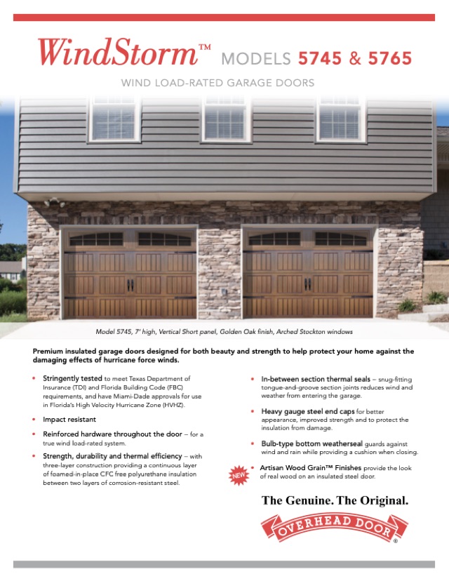 WindStorm™ Garage Doors brochure cover